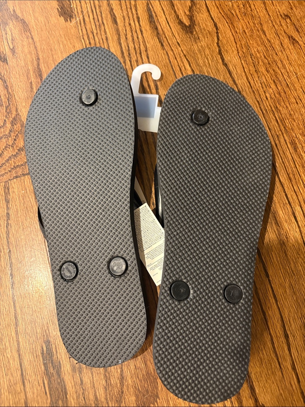GAP Black & White Striped Flip Flops with Coral Logo size 10 - Picture 7 of 7